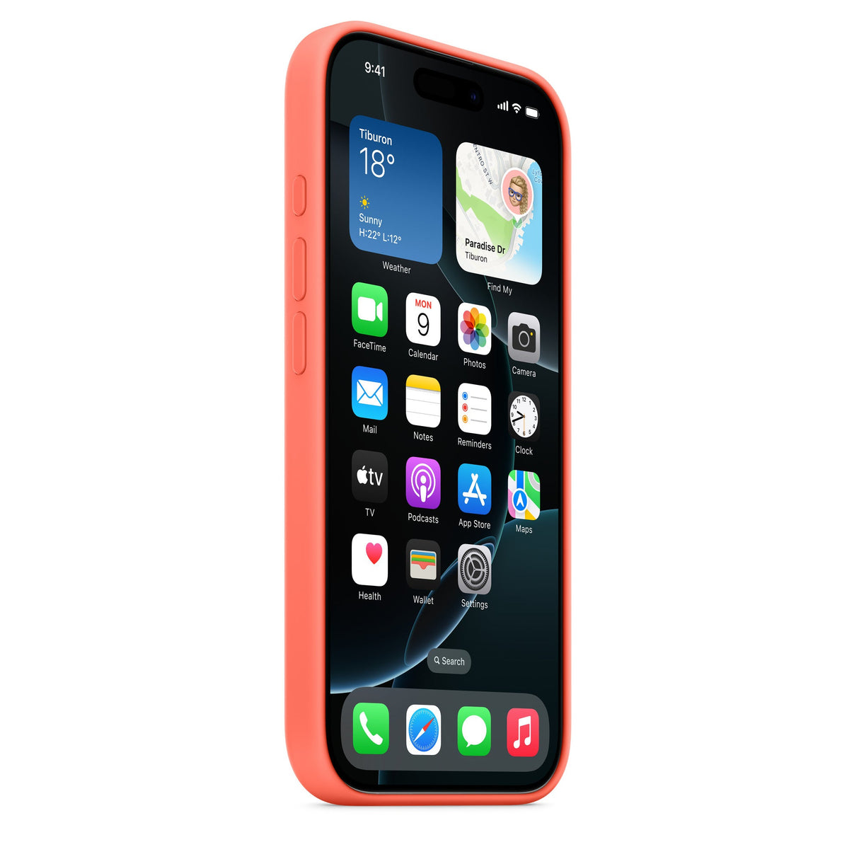 Silikonhülle mit MagSafe für iPhone 16  – Mandarine